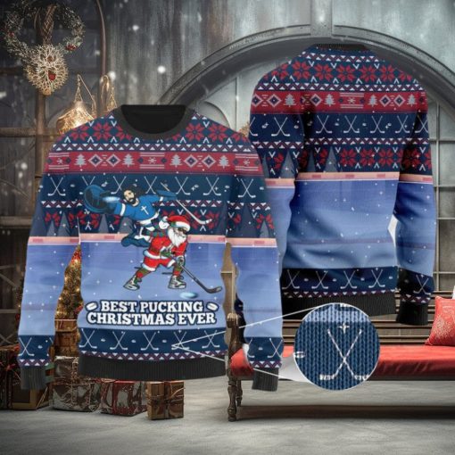 Best Pucking Christmas Ever Jesus And Santa Claus Sweater