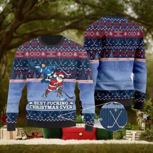 Best Pucking Christmas Ever Jesus And Santa Claus Sweater