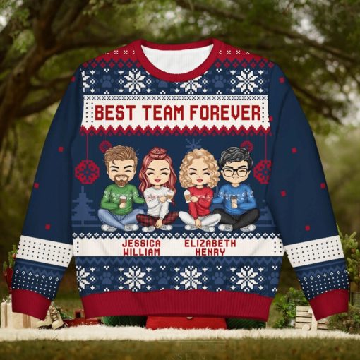 Best Team Ever   Christmas Gift For Colleagues, BFF Best Friends, Besties   Personalized Unisex Ugly Sweater