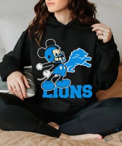 Best mickey Mouse cartoon NFL Detroit Lions football player helmet logo shirt