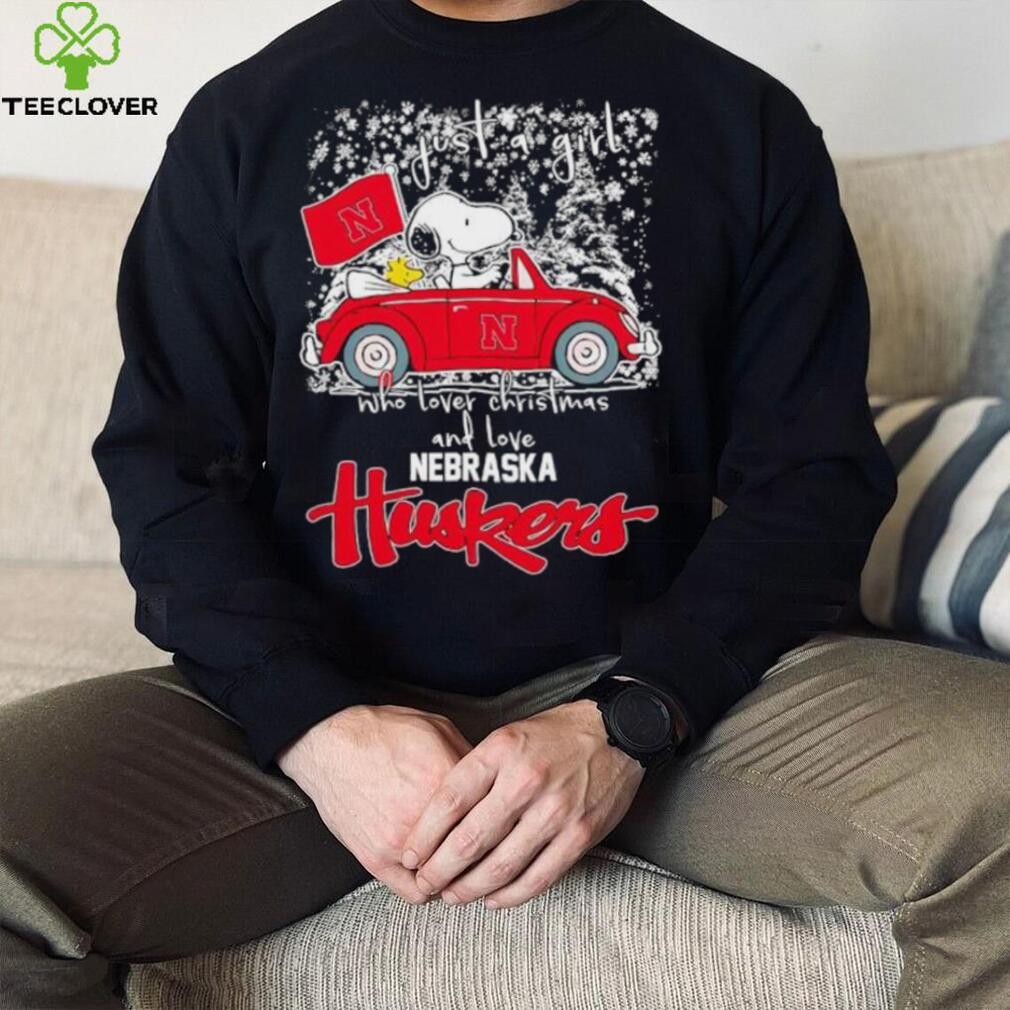 Best snoopy and Woodstock just a girl who lover Christmas and love Nebraska Huskers shirt Best snoopy and Woodstock just a girl who lover Christmas and love Nebraska Huskers shirt
