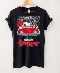 Best snoopy and Woodstock just a girl who lover Christmas and love Nebraska Huskers shirt