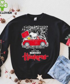 Best snoopy and Woodstock just a girl who lover Christmas and love Nebraska Huskers shirt