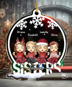 Besties Forever Bestie Personalized Custom Ornament Acrylic Snow Globe Shaped Christmas Gift For Best Friends, BFF, Sisters