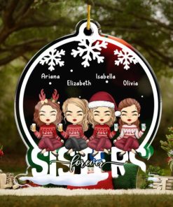 Besties Forever   Bestie Personalized Custom Ornament   Acrylic Snow Globe Shaped   Christmas Gift For Best Friends, BFF, Sisters