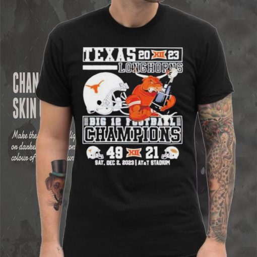 Bevo Texas Longhorns 2023 Big 12 Football Champions 49 21 Mascot Holds Trophy Unisex T Shirt