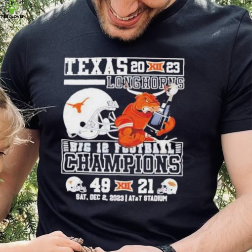 Bevo Texas Longhorns 2023 Big 12 Football Champions 49 21 Mascot Holds Trophy Unisex T Shirt