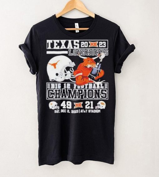 Bevo Texas Longhorns 2023 Big 12 Football Champions 49 21 Mascot Holds Trophy Unisex T Shirt