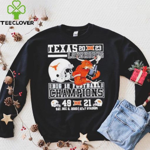 Bevo Texas Longhorns 2023 Big 12 Football Champions 49 21 Mascot Holds Trophy Unisex T Shirt