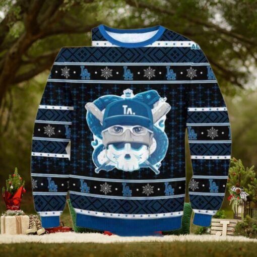 MLB LA Dodgers Skull Baseball Christmas Ugly Sweater