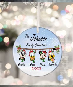 Personalized Christmas Disney Ceramic Ornament, Mickey and Friends Ornament,