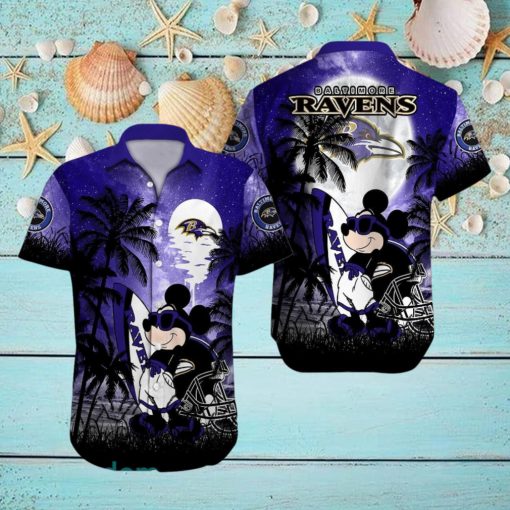 Baltimore Ravens NFL Team Logo Baby Yoda Hawaiian Shirt