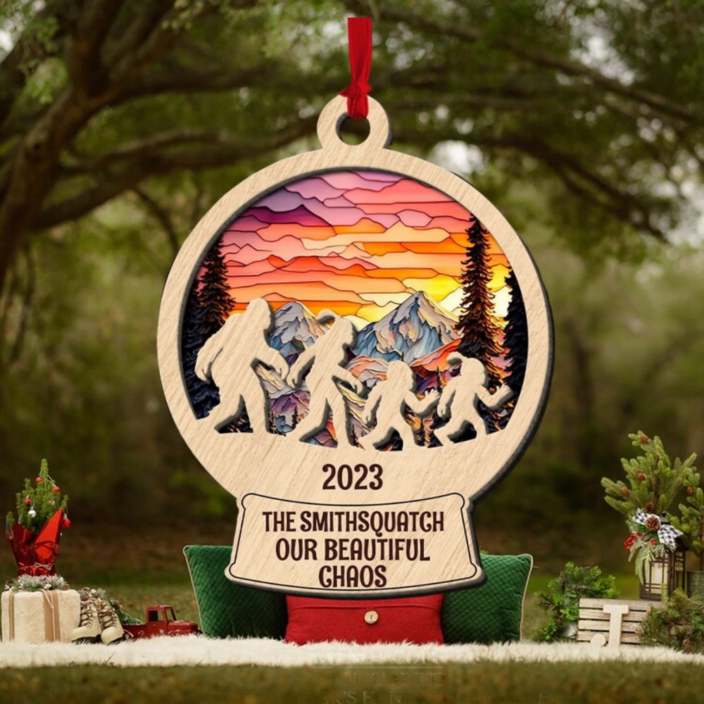Big Foot family, Personalied 2 Layer Mix Ornament, Gifts For Family, Unique Christmas Gifts, Christmas Tree Decorations Big Foot family, Personalied 2 Layer Mix Ornament, Gifts For Family, Unique Christmas Gifts, Christmas Tree Decorations