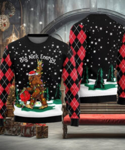 Big Nick Bigfoot Energy Ugly Christmas Sweater