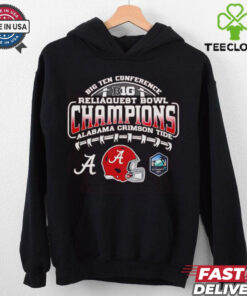 Big Ten Conference ReliaQuest Bowl Champions Alabama Crimson Tide T-shirt, featuring helmet design, fan favorite style, unisex fit, Alabama football fan gear, ReliaQuest Bowl championship shirt.
