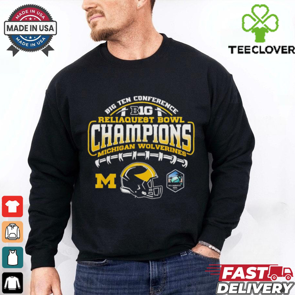 Big Ten Conference Reliaquest Bowl Champions Michigan Wolverines helmet Fan Favorite shirt Big Ten Conference Reliaquest Bowl Champions Michigan Wolverines helmet Fan Favorite shirt