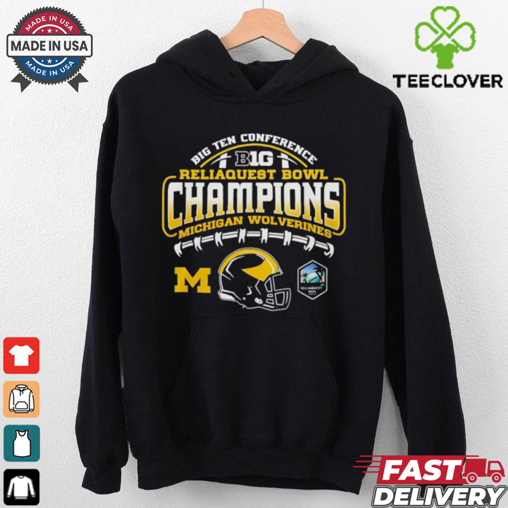 Big Ten Conference Reliaquest Bowl Champions Michigan Wolverines helmet Fan Favorite shirt Big Ten Conference Reliaquest Bowl Champions Michigan Wolverines helmet Fan Favorite shirt