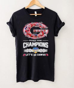 Big logo Georgia Bulldogs Orange Bowl Champions 2023 let’s go Dawgs signatures shirt