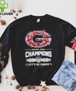 Big logo Georgia Bulldogs Orange Bowl Champions 2023 let’s go Dawgs signatures hoodie, sweater, longsleeve, shirt v-neck, t-shirt