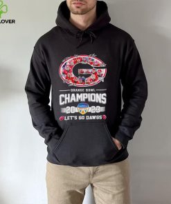 Big logo Georgia Bulldogs Orange Bowl Champions 2023 let’s go Dawgs signatures hoodie, sweater, longsleeve, shirt v-neck, t-shirt