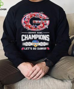 Big logo Georgia Bulldogs Orange Bowl Champions 2023 let’s go Dawgs signatures hoodie, sweater, longsleeve, shirt v-neck, t-shirt