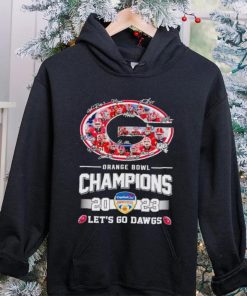 Big logo Georgia Bulldogs Orange Bowl Champions 2023 let’s go Dawgs signatures hoodie, sweater, longsleeve, shirt v-neck, t-shirt