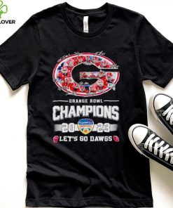 Big logo Georgia Bulldogs Orange Bowl Champions 2023 let’s go Dawgs signatures hoodie, sweater, longsleeve, shirt v-neck, t-shirt