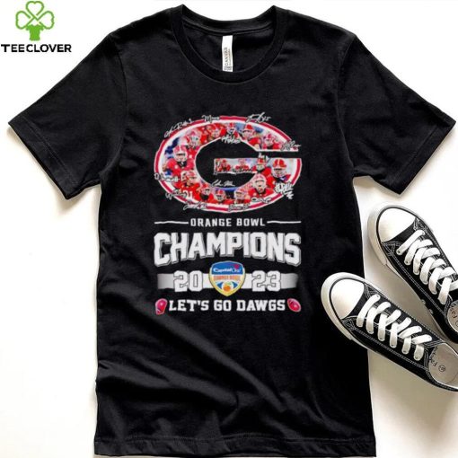 Big logo Georgia Bulldogs Orange Bowl Champions 2023 let’s go Dawgs signatures hoodie, sweater, longsleeve, shirt v-neck, t-shirt