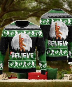 Bigfoot Believe 3D Ugly Christmas Sweater Gift For Family Christmas Gift