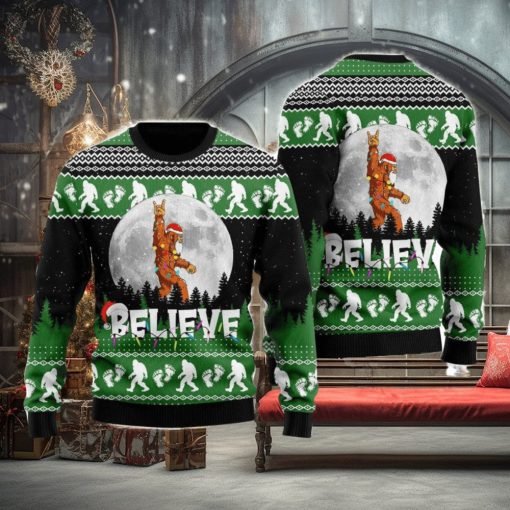 Bigfoot Believe 3D Ugly Christmas Sweater Gift For Family Christmas Gift