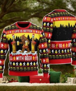 Bigfoot Christmas Is Better With Beer Christmas Unisex Ugly Sweater