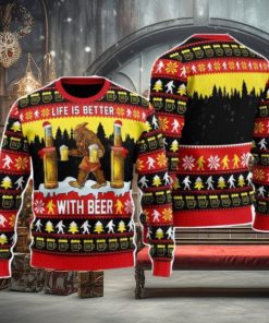 Bigfoot Christmas Is Better With Beer Christmas Unisex Ugly Sweater