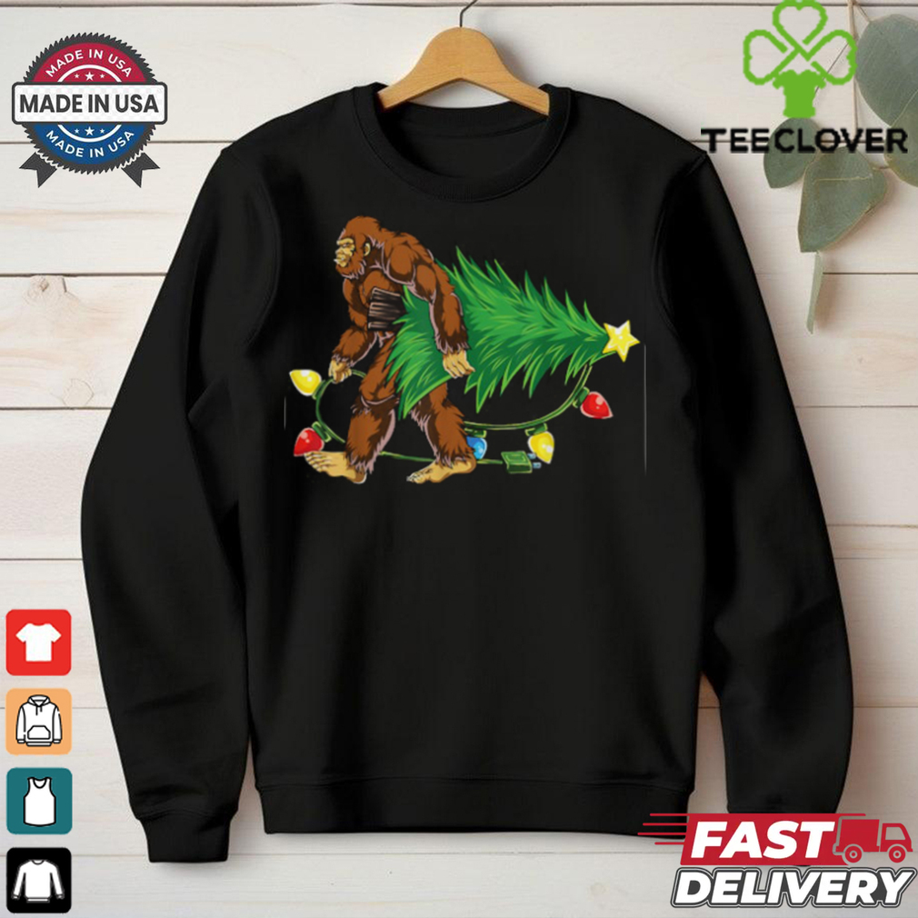 Bigfoot Christmas Tree Lights Xmas Boys Men Sasquatch Lovers T Shirt Recovered Bigfoot Christmas Tree Lights Xmas Boys Men Sasquatch Lovers T Shirt Recovered