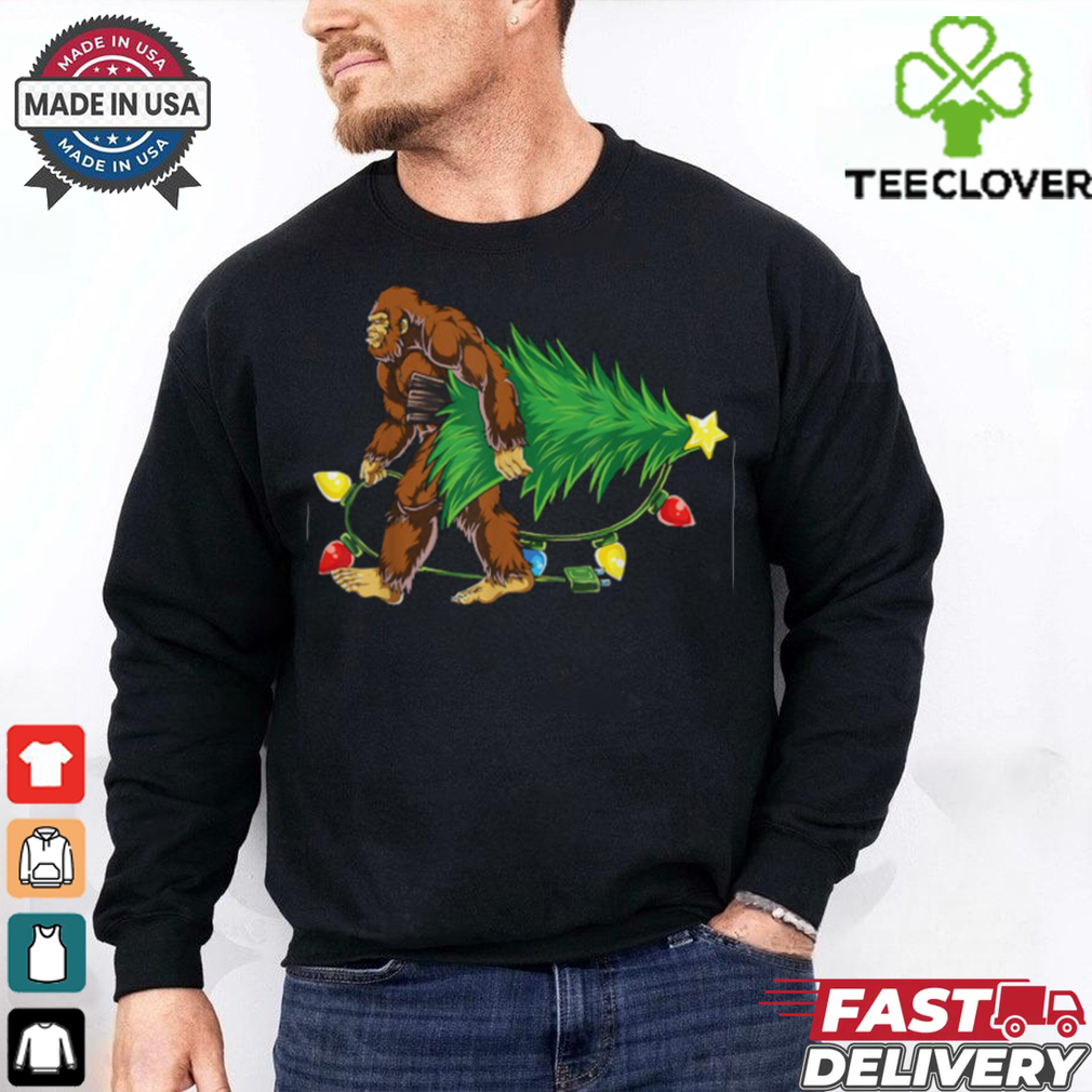 Bigfoot Christmas Tree Lights Xmas Boys Men Sasquatch Lovers T Shirt Recovered Bigfoot Christmas Tree Lights Xmas Boys Men Sasquatch Lovers T Shirt Recovered