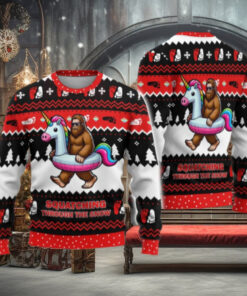 Bigfoot Christmas Ugly Sweater, Bigfoot Riding Unicorn Sweatshirt