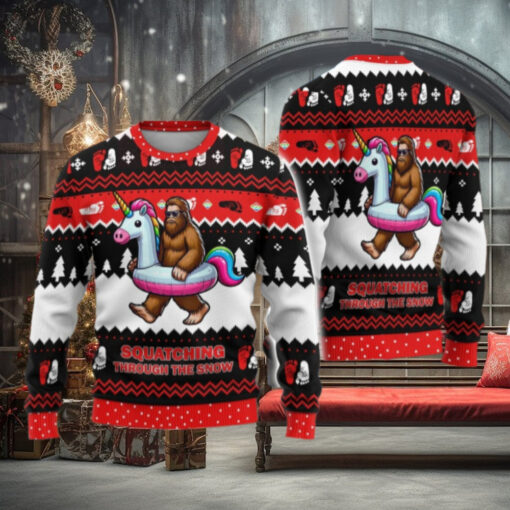Bigfoot Christmas Ugly Sweater, Bigfoot Riding Unicorn Sweatshirt