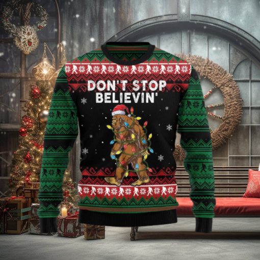 Bigfoot Don’t Stop Believing Ugly Christmas Sweater Gift Men Women