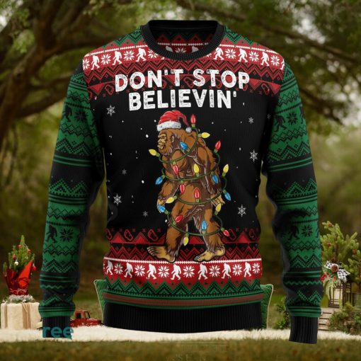 Bigfoot Don‘t Stop Believing Ugly Christmas Sweater Thankgiving Gift Men Women