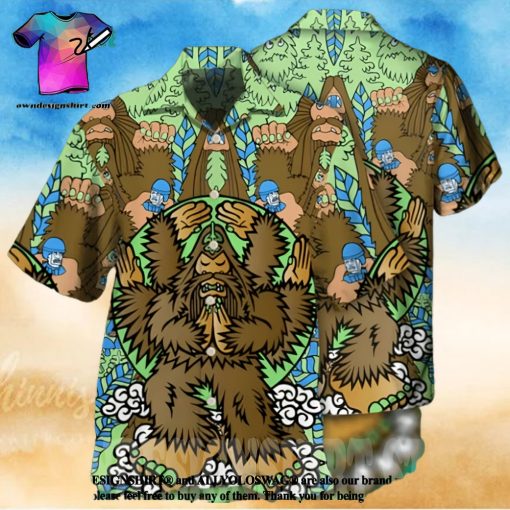 Bigfoot Funny Art All Over Print Hawaiian Shirt