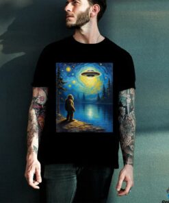 Bigfoot Gazing UFO Mystical Encounter Alien Visit Van Gogh Shirt