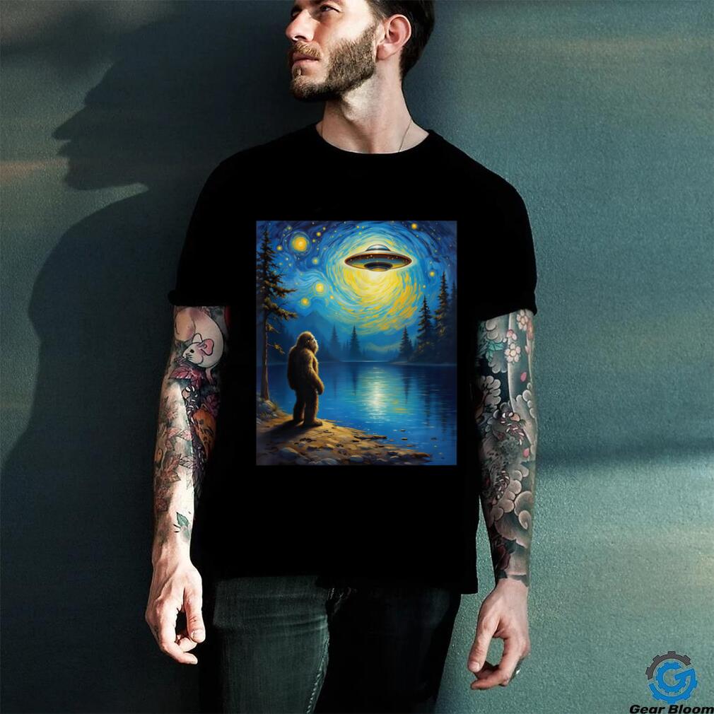 Bigfoot Gazing UFO Mystical Encounter Alien Visit Van Gogh Shirt Bigfoot Gazing UFO Mystical Encounter Alien Visit Van Gogh Shirt