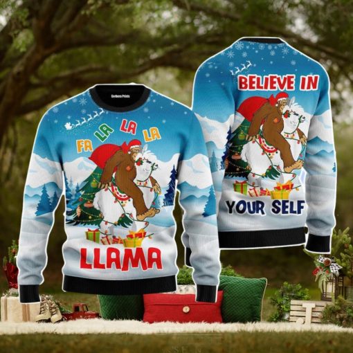 Bigfoot Riding Llama Christmas Unisex Ugly Sweater