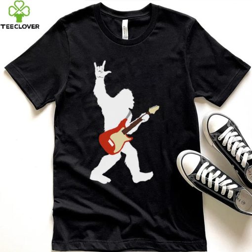 Bigfoot Rock and Roll Shirt for Sasquatch Believers Guitar T Shirt
