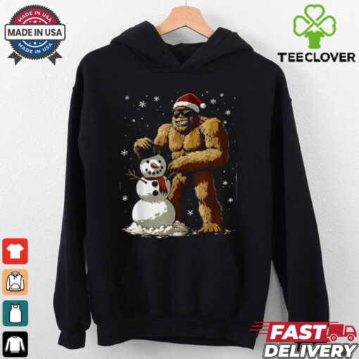 Bigfoot Santa Snowman Kids Boys Men Xmas Christmas Graphic T Shirt Recovered