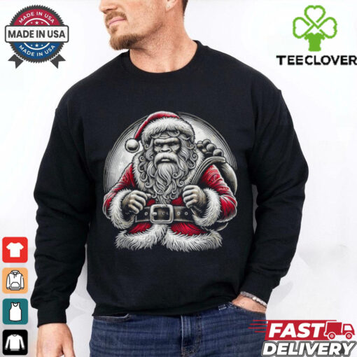 Bigfoot Sasquatch Santa Claus Christmas T Shirt Recovered