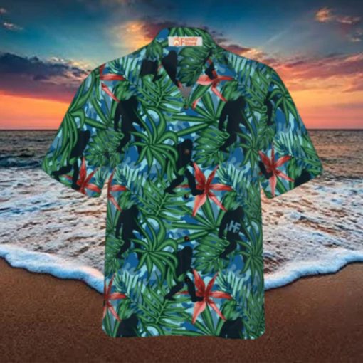 Bigfoot Silhouette Walking Bigfoot Hawaiian Shirt