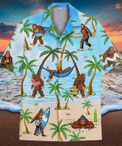 Bigfoot Surfing Hawaiian Shirts for Mens