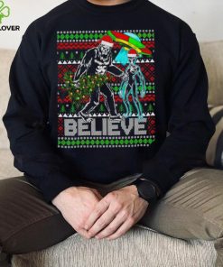 Bigfoot UFO Alien Believe Christmas ugly shirt