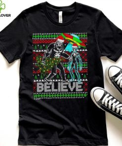 Bigfoot UFO Alien Believe Christmas ugly shirt