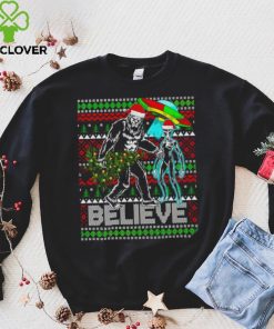 Bigfoot UFO Alien Believe Christmas ugly shirt